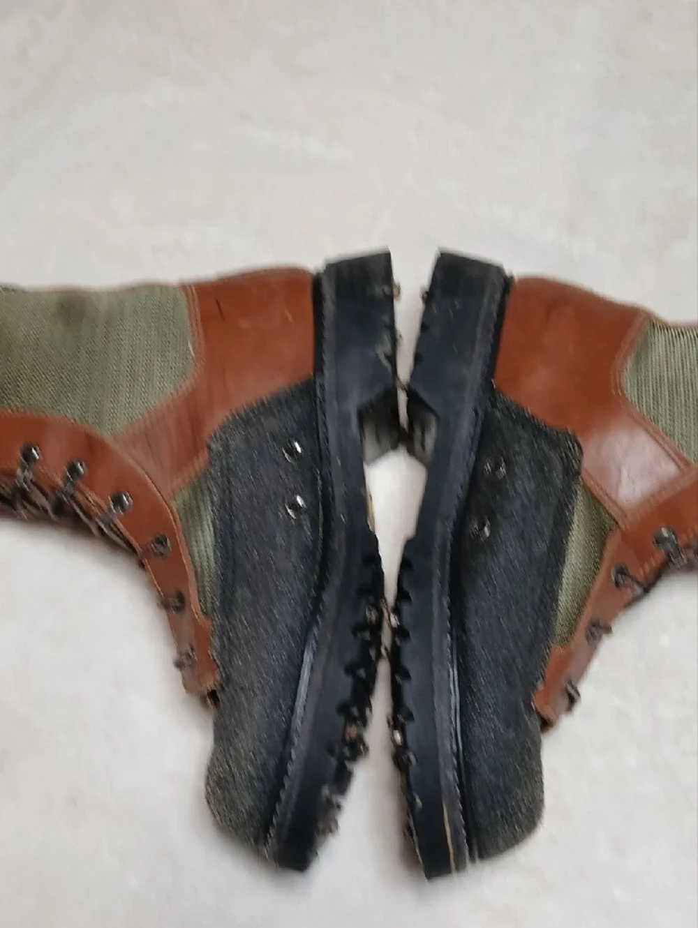 Cabela's Brown Leather and Green Snow Boots Size 10 Mens